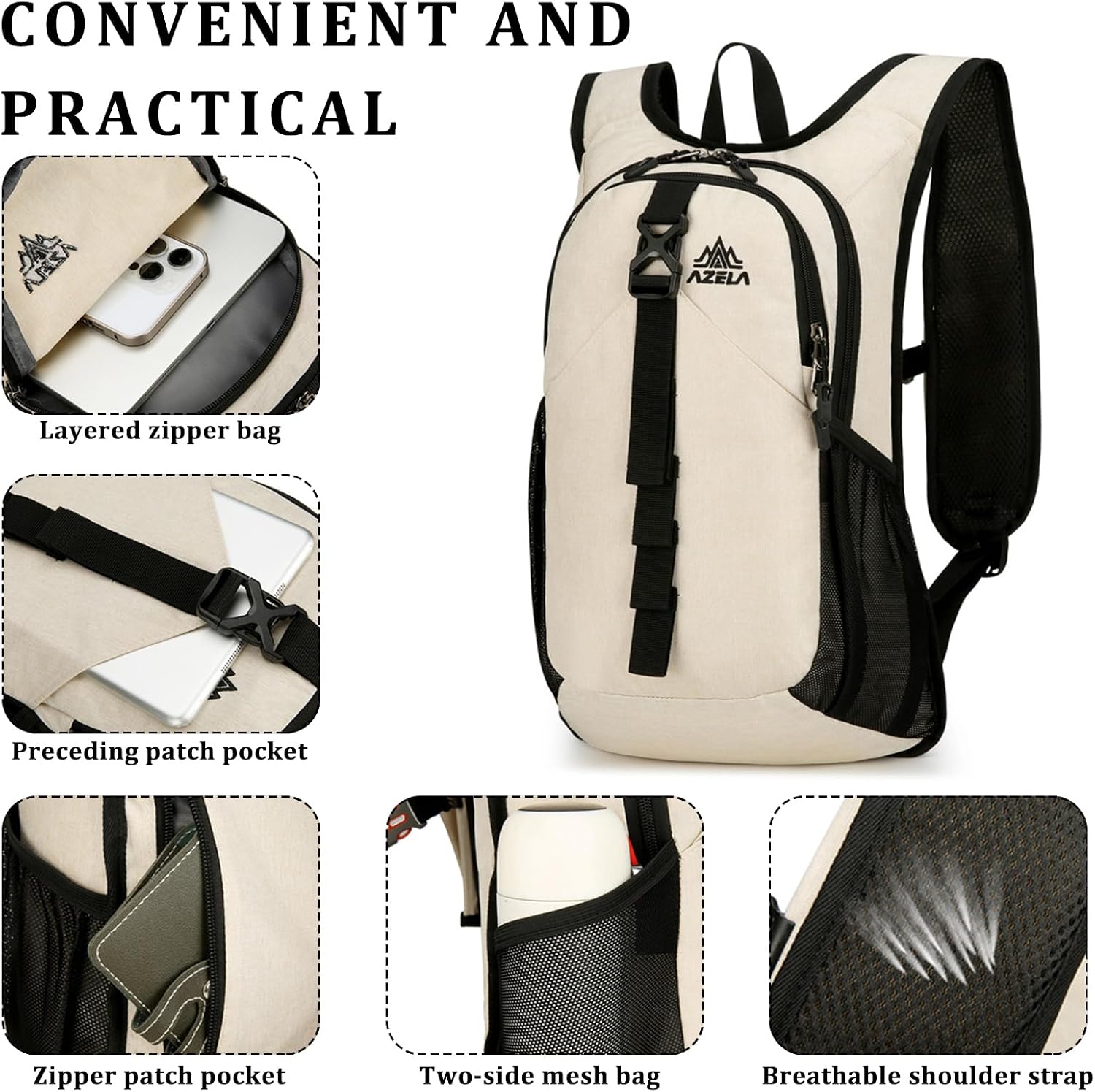 15L Small Hiking Backpack, Foldable Ultralight Trekking Camping - Image 4